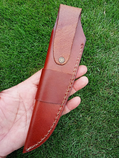 Handmade Full Grain Leather Knife Fixed Blade Outdoor Camping Sheath