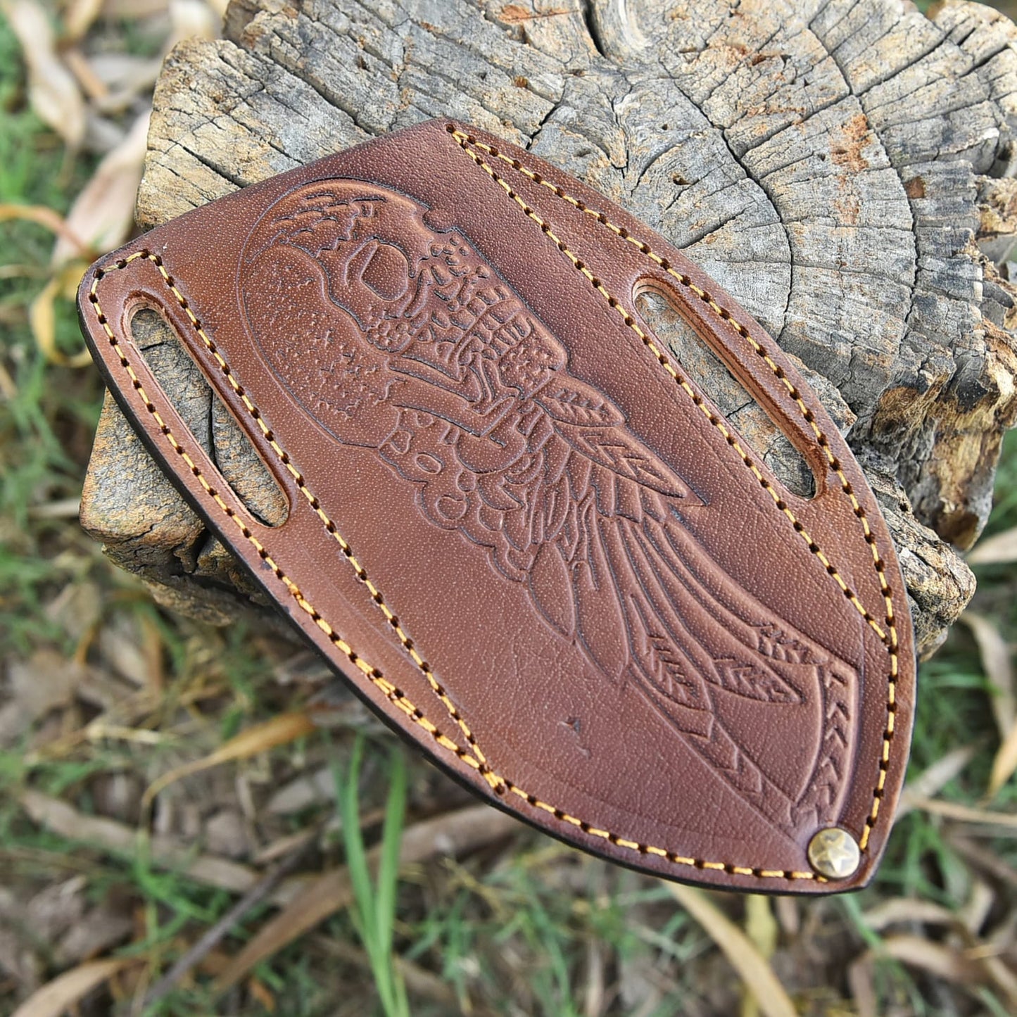 Hand Stitched Fixed Blade Knife Storage Sheath Genuine Leather Belt Carry Case