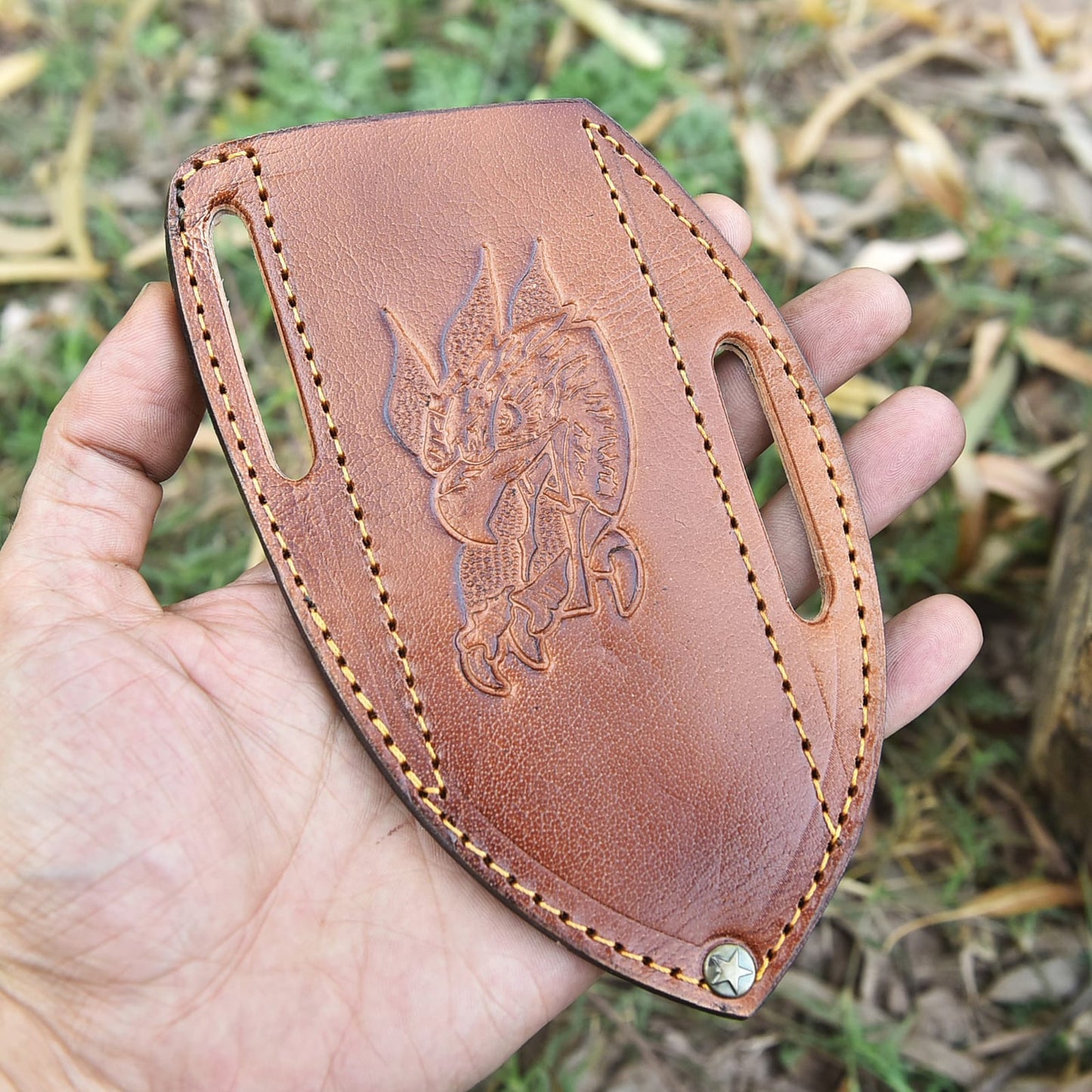 Heavy Duty Full Grain Leather Fixed Blade Outdoor Camping Hunting Sheath