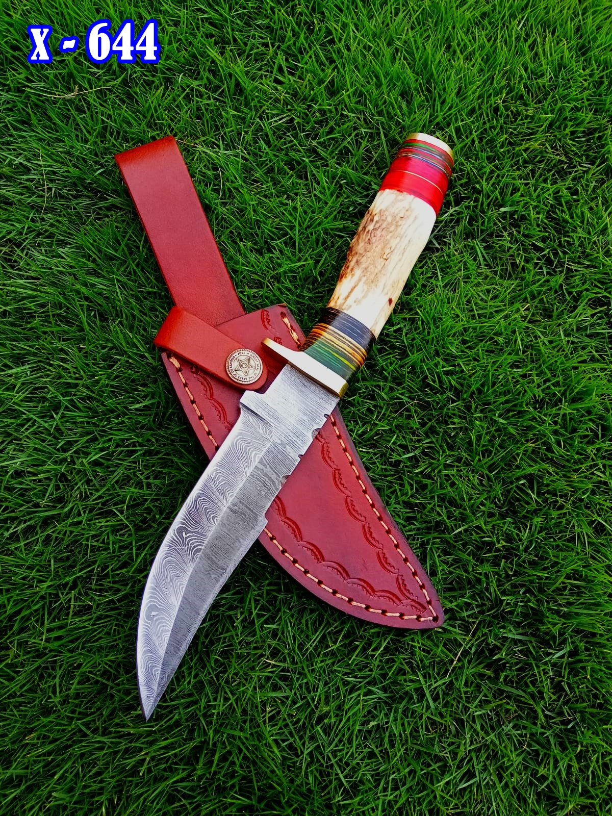 Custom Hand Forged Damascus Steel Adventure Camping EDC Knife Stage Handle