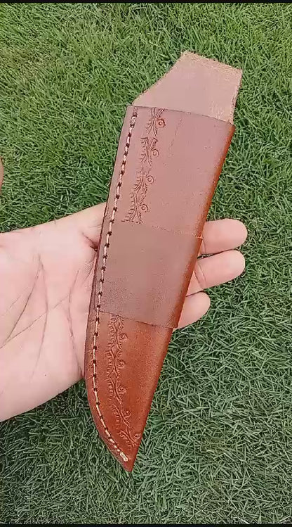 Handmade Full Grain Leather Knife Fixed Blade Outdoor Camping Sheath
