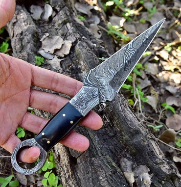 Custom Handmade Damascus Steel Hunting Knife with Leather Sheath